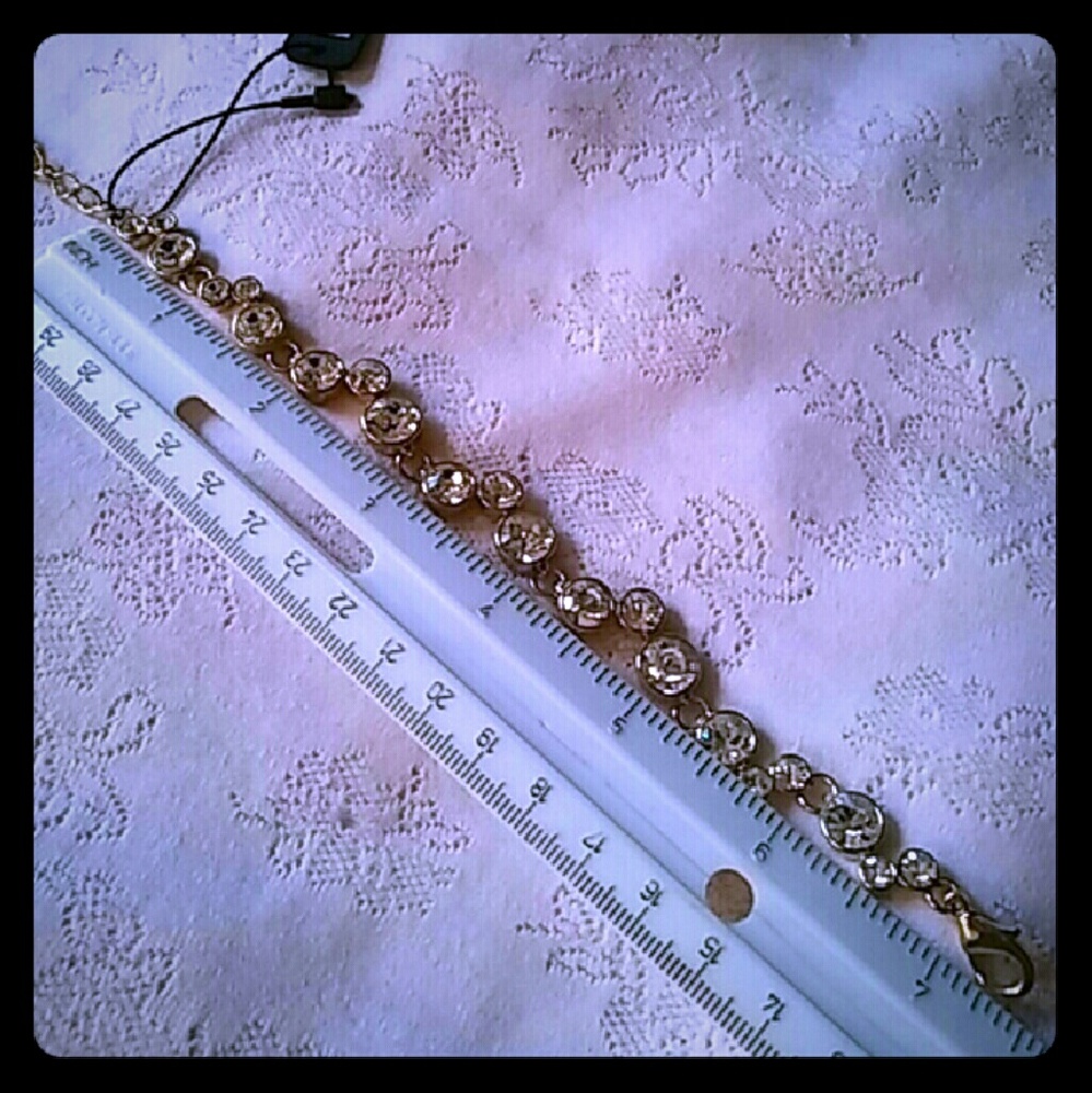 Ann Taylor Clear Bezel Set Rhinestone Bracelet - Picture 4 of 4